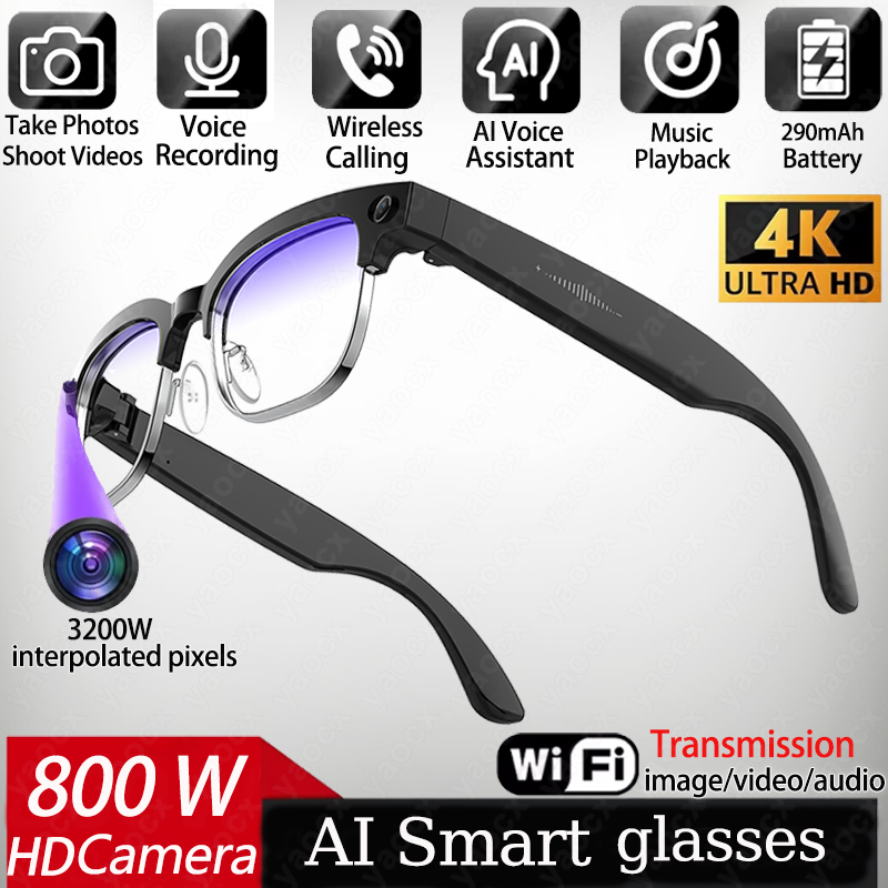 Smart Home Ai - 4K 스마트 AI 안경 8MP 카메라