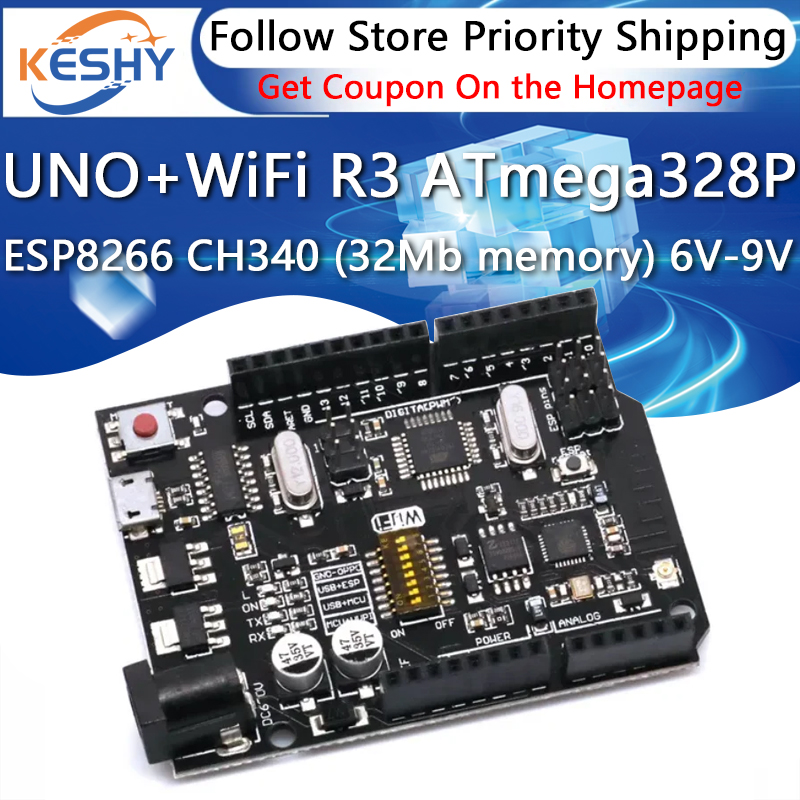 Smart Home Arduino Uno - UNO+WiFi R3 ATmega328P+ESP8266 CH340(32Mb 메모리) Arduino