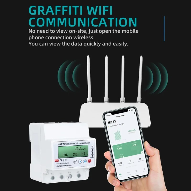 4P 1-100A WiFi 태양광 스마트 미터 1PH  - Smart Home Project 리뷰 및 가격