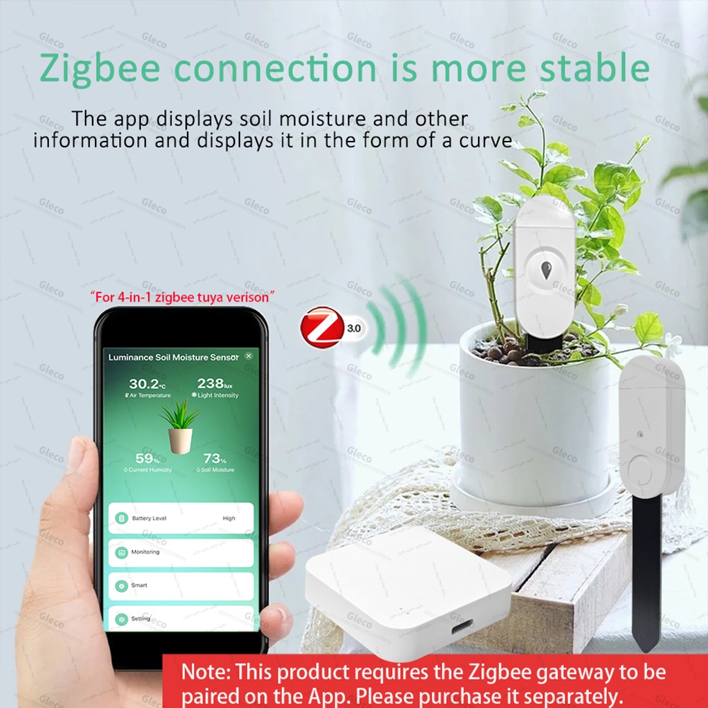 Zigbee 토양 수분 센서 미터 온도 습도 비옥도 광 - Smart Home Villa 리뷰 및 가격